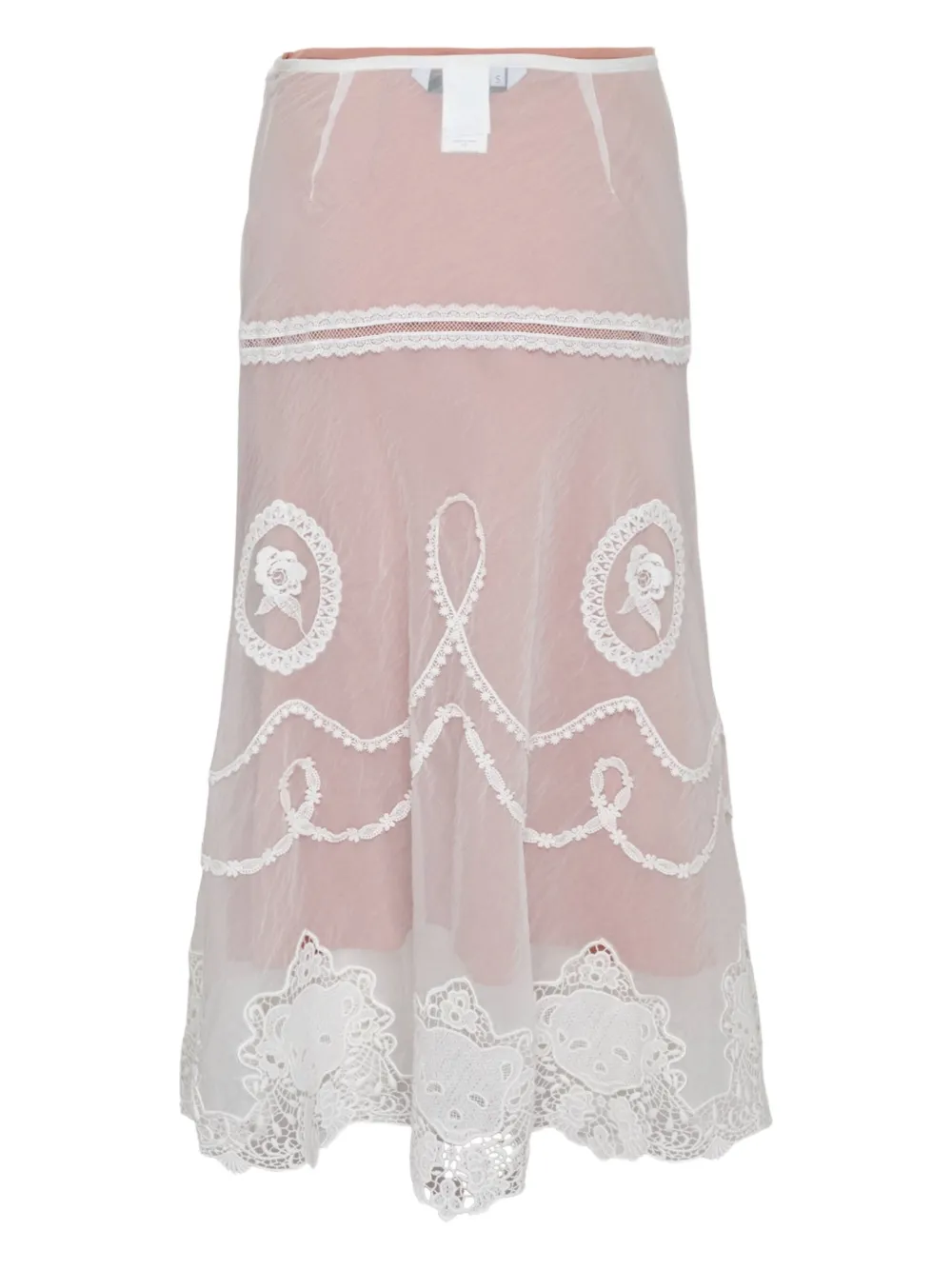 pushBUTTON falda midi con ribete de encaje | Faldas rectas | Image 2