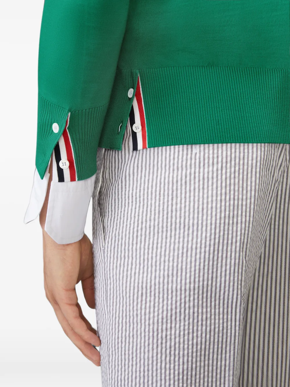 Thom Browne 4-bar klassiek vest van merinowol met V-hals Groen