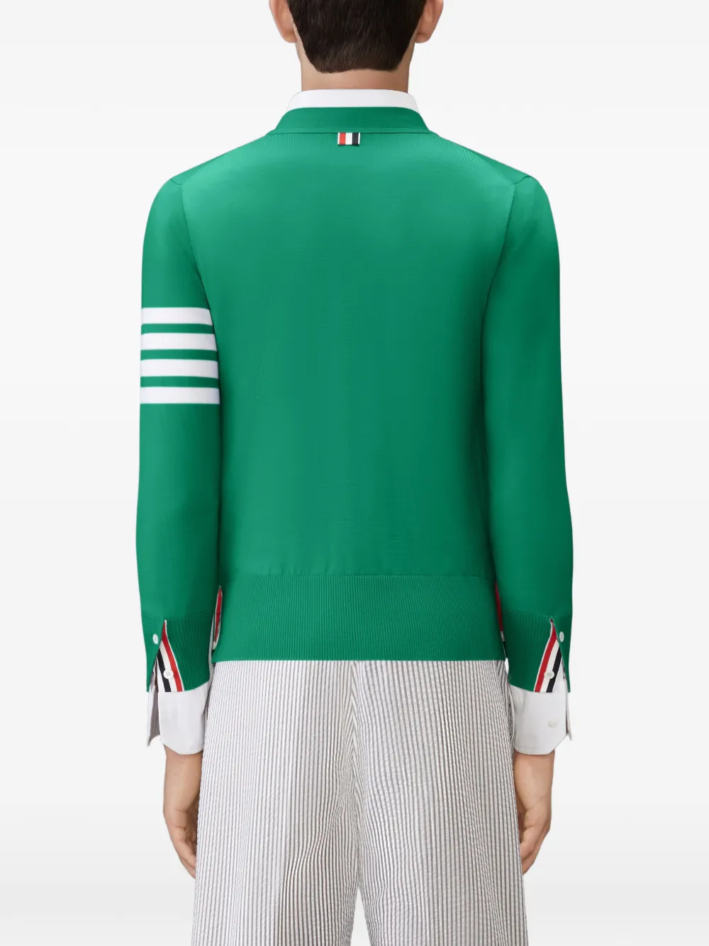 Thom Browne 4-bar klassiek vest van merinowol met V-hals Groen