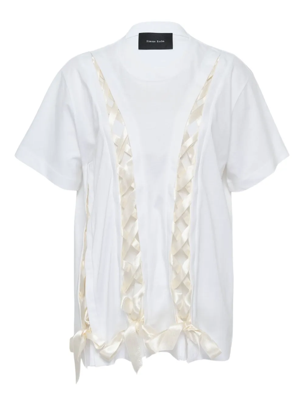 Simone Rocha unraveling ribbon T-Shirt - ホワイト Simone Rocha unraveling ribbon T-Shirt - ホワイト