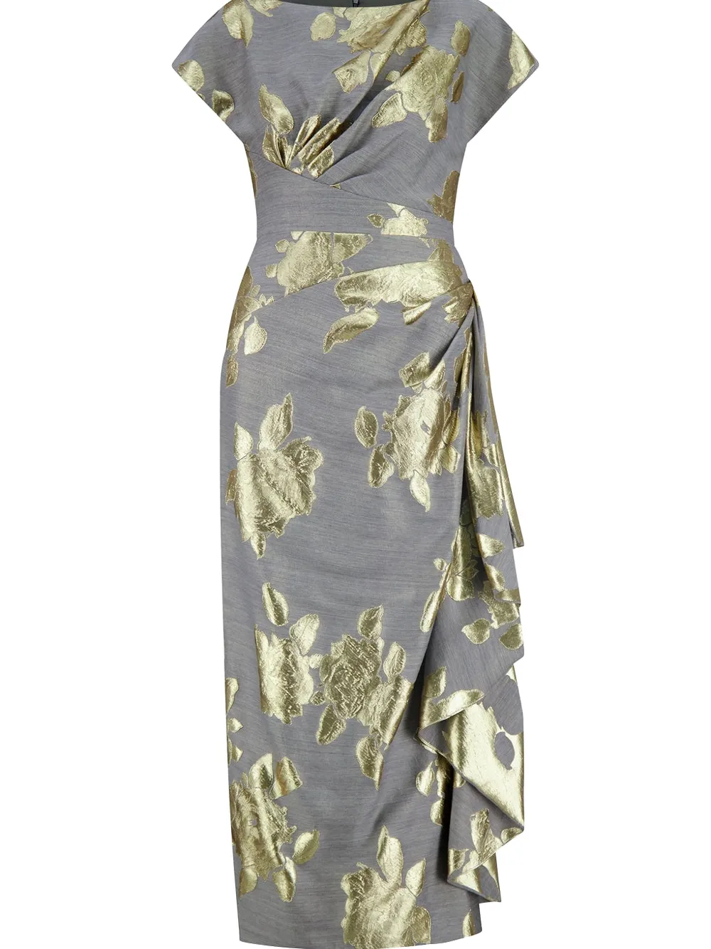 Lela Rose Florence midi-jurk met bloemenprint - Grijs