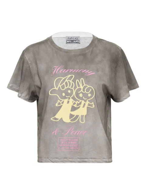 Ashley Williams washed-effect graphic-print T-shirt
