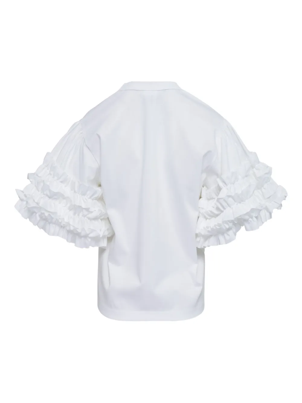 Noir Kei Ninomiya Ponte katoenen T-shirt met ruches Wit