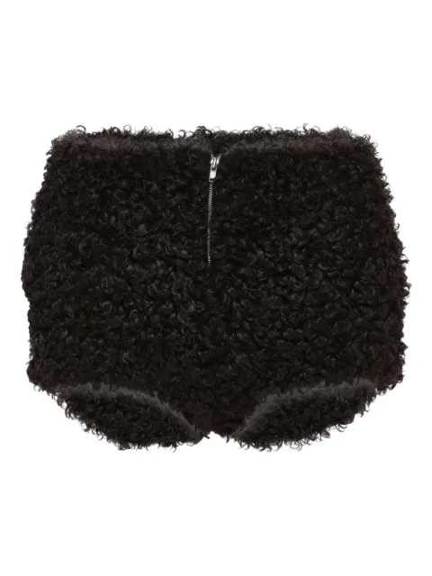 pushBUTTON faux-fur shorts