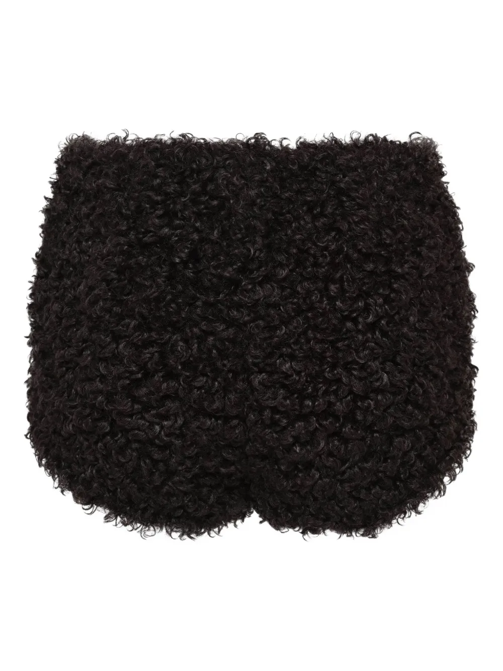 Pushbutton Faux-fur Shorts In Brown