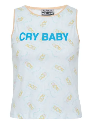 Ashley Williams Cry Baby Printed Tank Top | White | FARFETCH