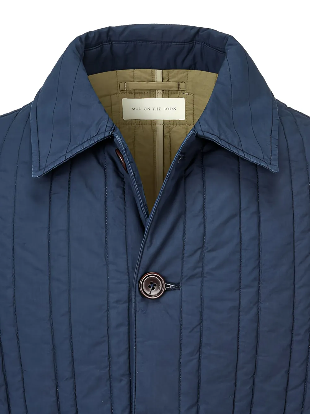 Man On The Boon. Vertical-quilted Padded Jacket In Blue