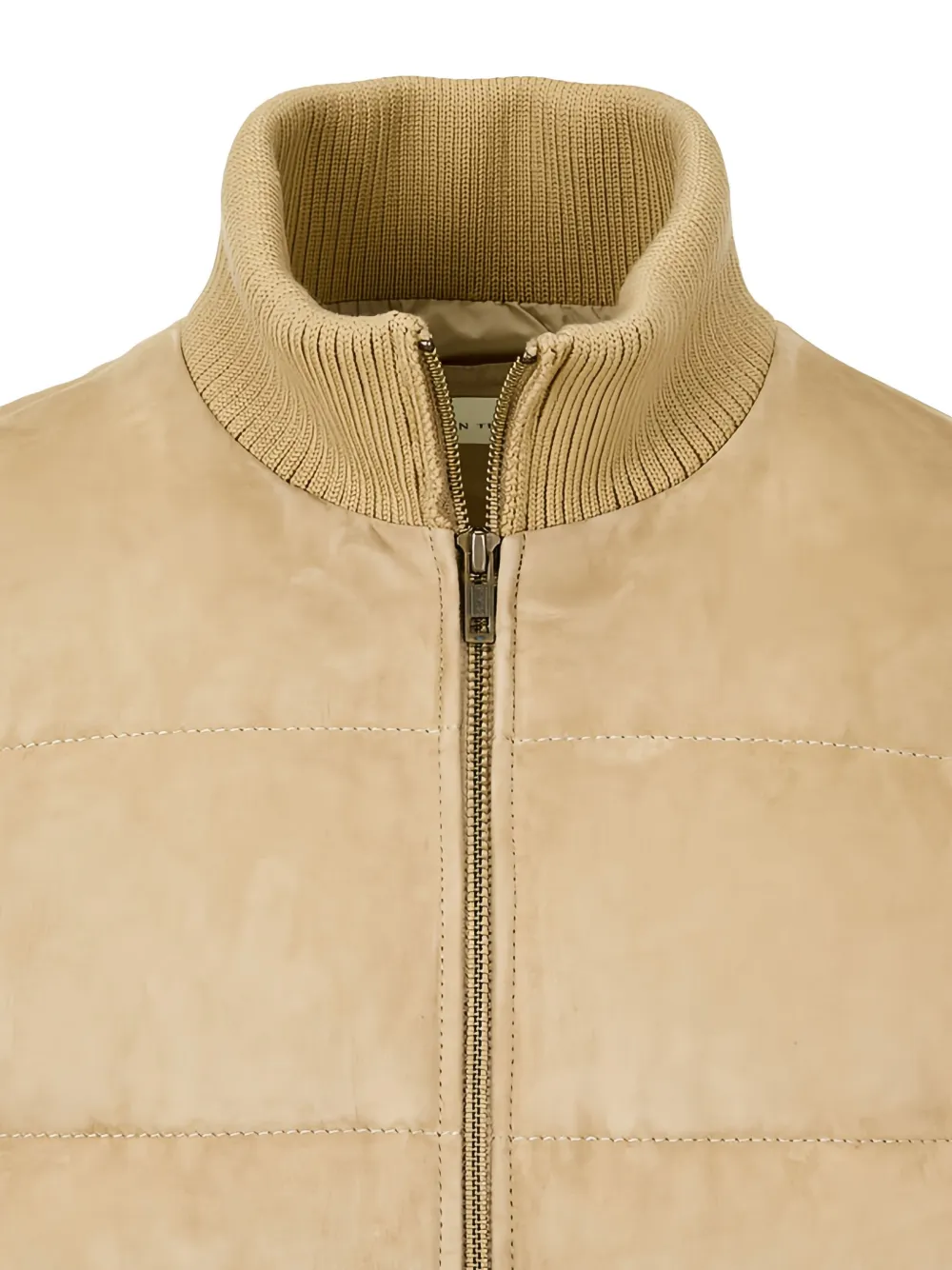 Man On The Boon. High-neck Suede Jacket In Brown