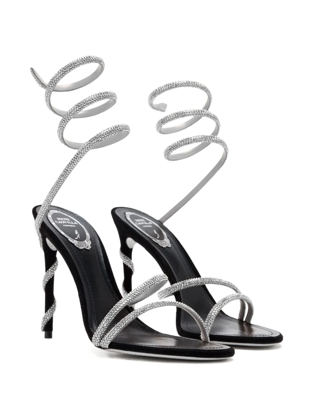 René Caovilla 105mm Margot Spiral-embellished Sandals In Black