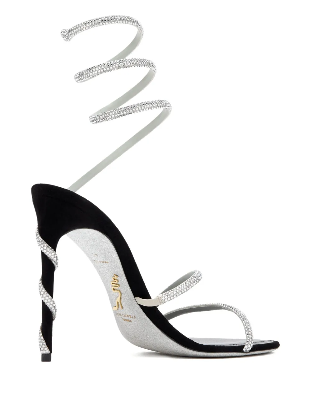René Caovilla 105mm Margot Spiral-embellished Sandals In Black