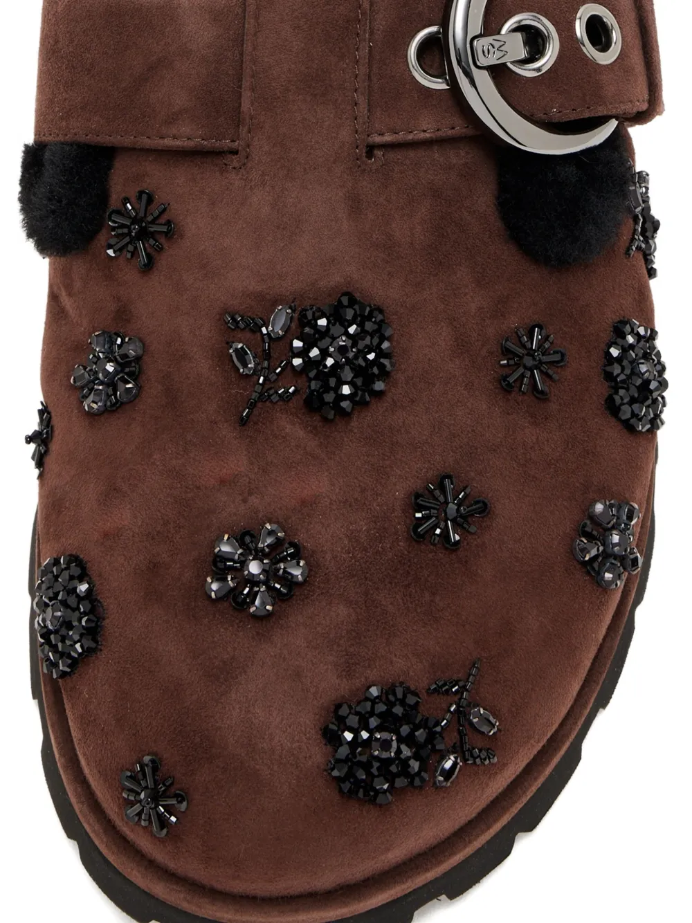 Stuart Weitzman Chrystie Buckle-embellished Mules In Brown