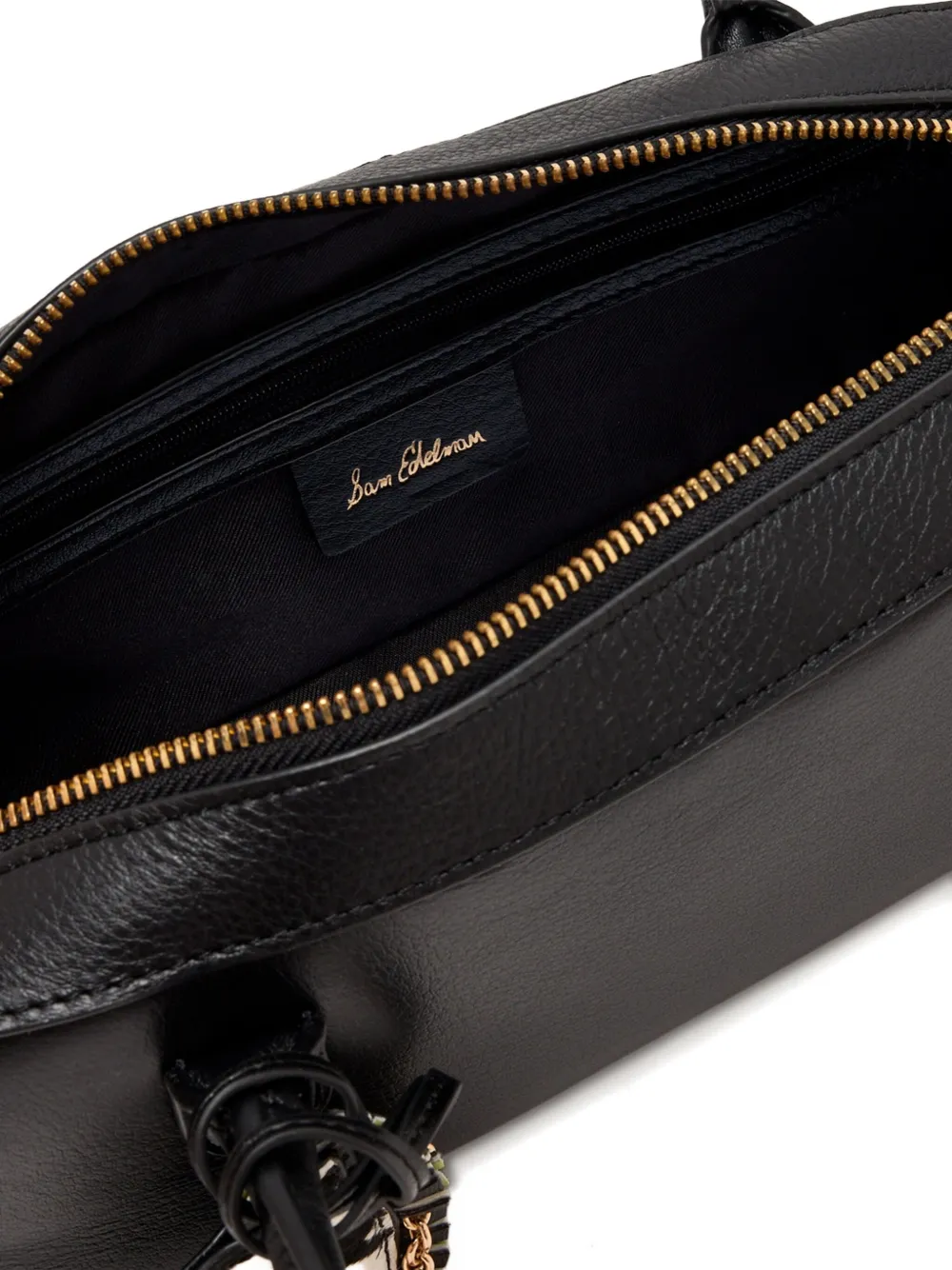 Sam Edelman Nori Zebra-charm Tote Bag In Black