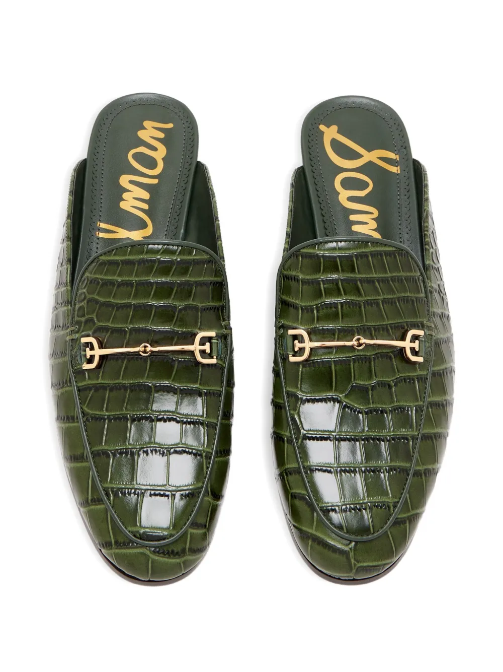 Sam Edelman Croc-effect Leather Mules In Green