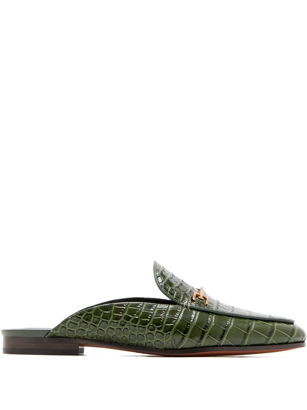 Sam Edelman Croc-effect Leather Mules In Green