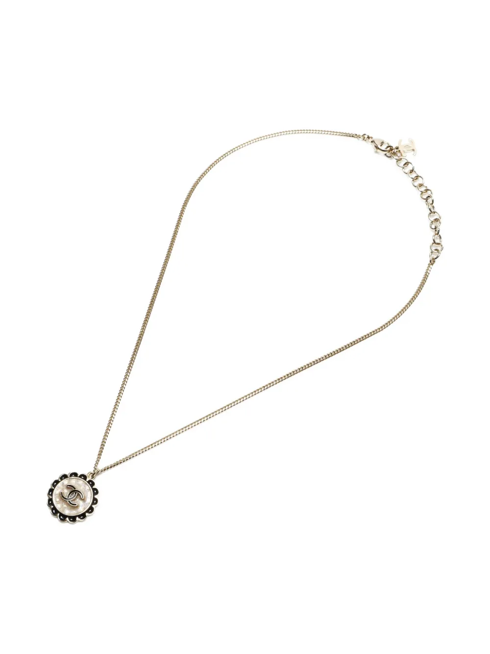 CHANEL Pre-Owned 2024 Camélia CC mark pendant necklace - ゴールドトーン CHANEL Pre-Owned 2024 Camélia CC mark pendant necklace - ゴールドトーン