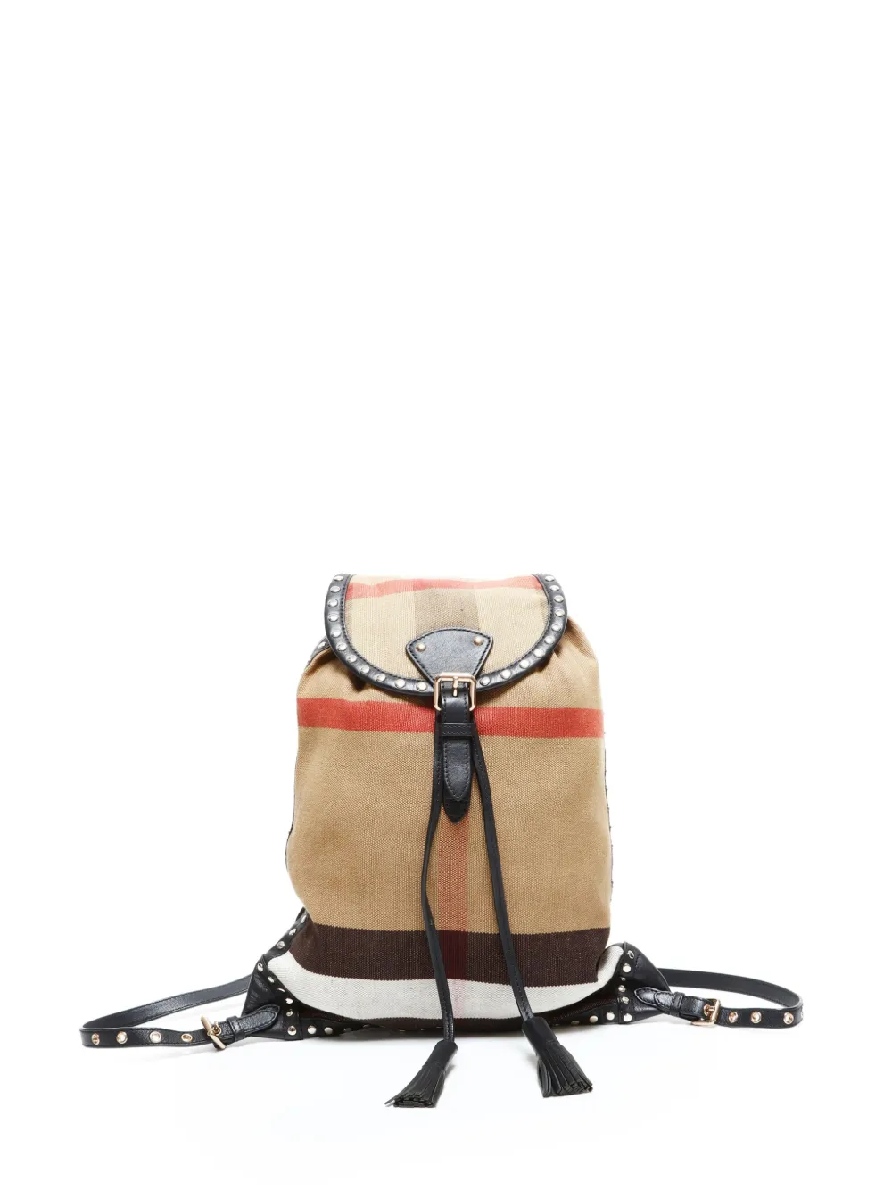 BURBERRY Pre-owned 2010-2020s Studded Check Backpack In Neutral