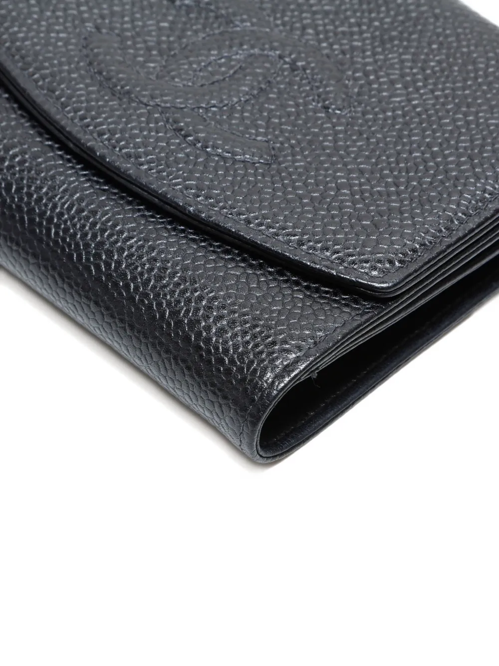 CHANEL Pre-owned 2000-2002 Cc-mark Tri-fold Wallet In Black