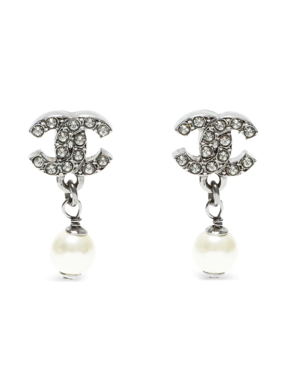 CHANEL Pre-Owned aretes con perlas y logo CC 2010 | plateado | Image 1