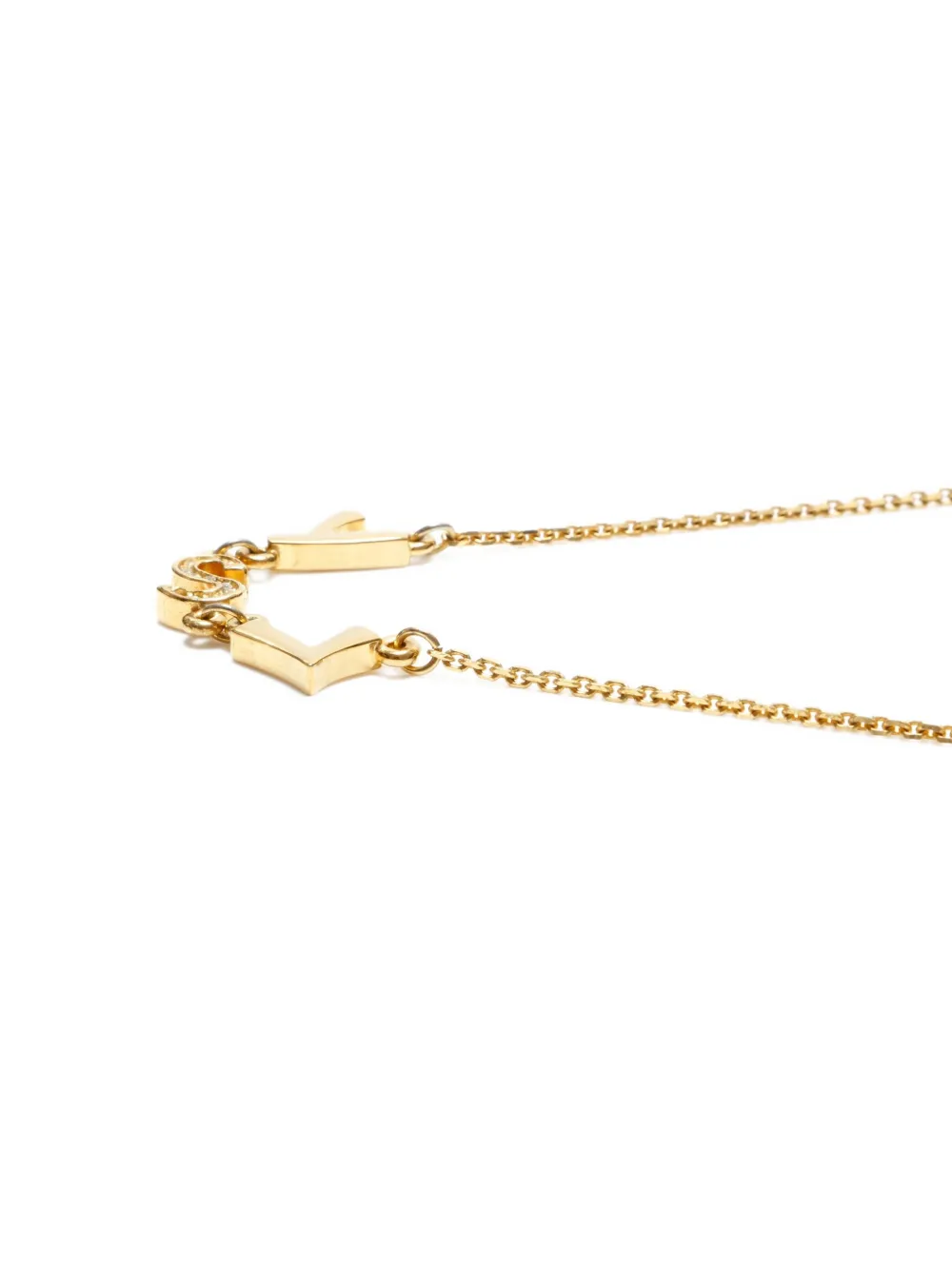 SAINT LAURENT Pre-owned 2000s Logo-lettering Necklace In Gold