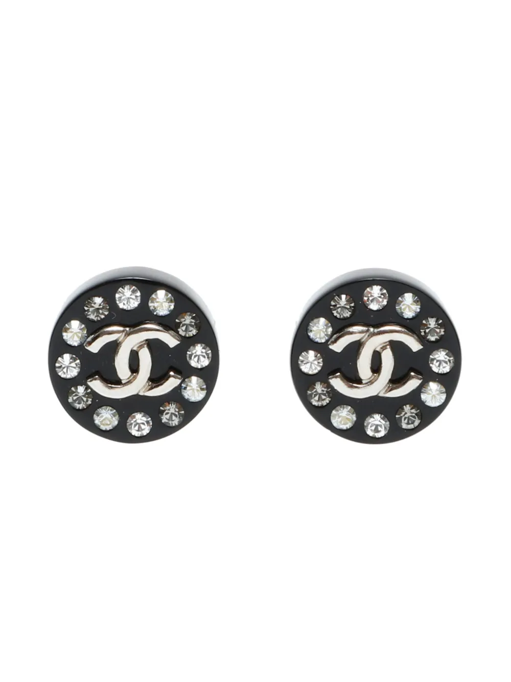 CHANEL Pre-Owned 2019 CC-detail rhinestone-embellished earrings - ブラック