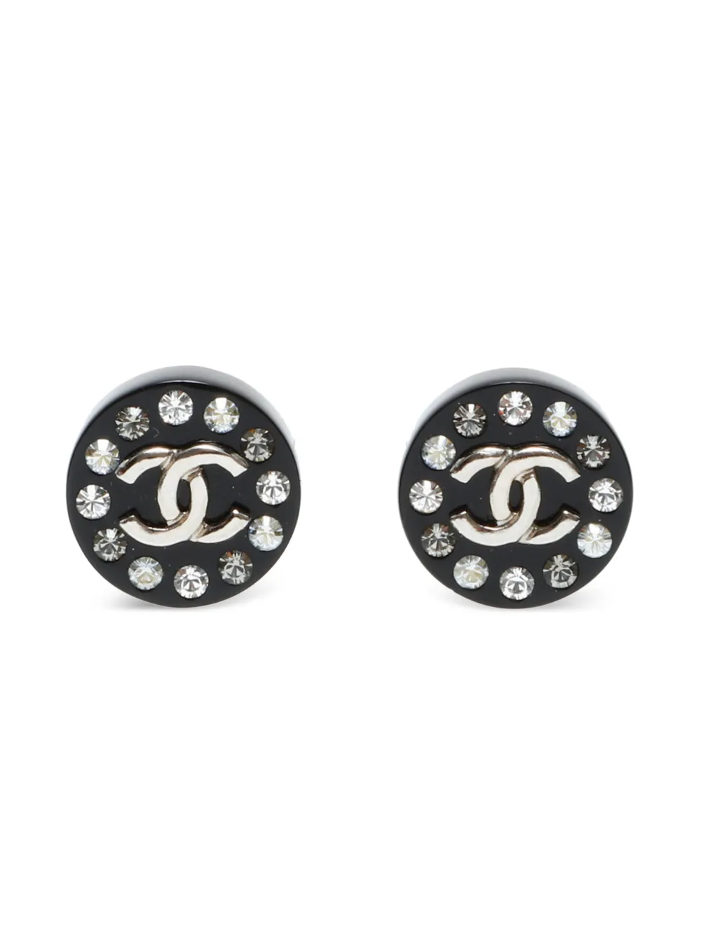 CHANEL Pre-Owned 2019 CC-detail rhinestone-embellished earrings - ブラック