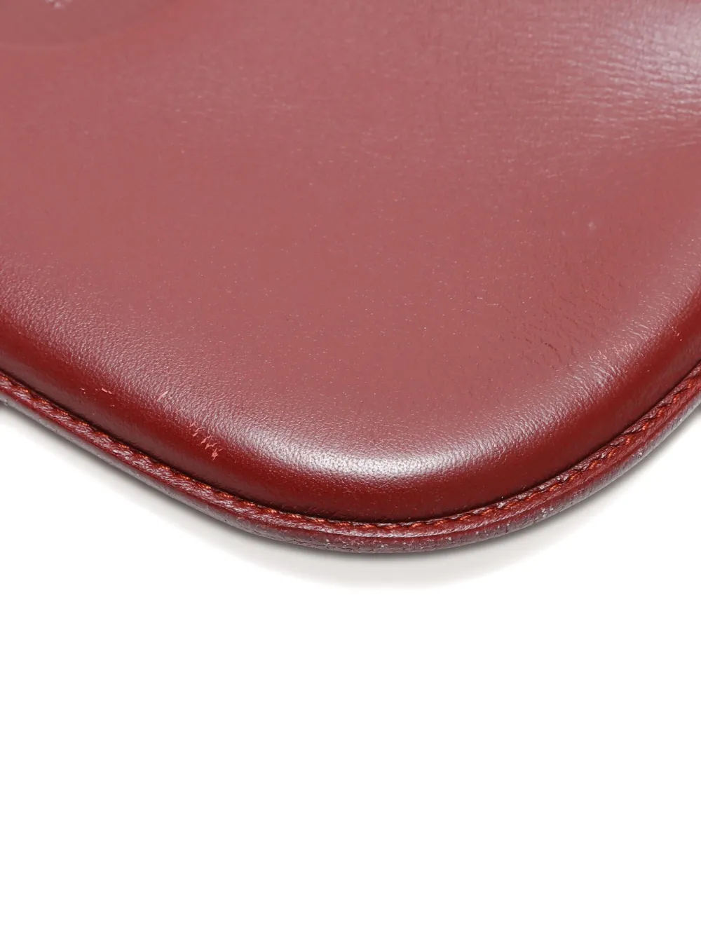 Pre-owned Cartier Mustodo Leather Chain Pouch In Red