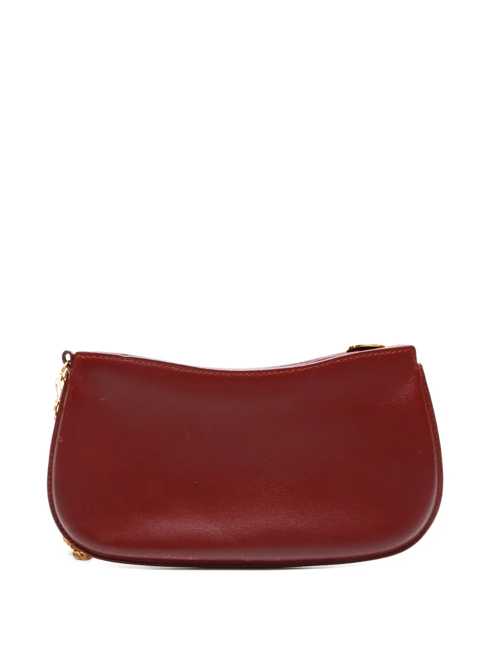 Pre-owned Cartier Mustodo Leather Chain Pouch In Red