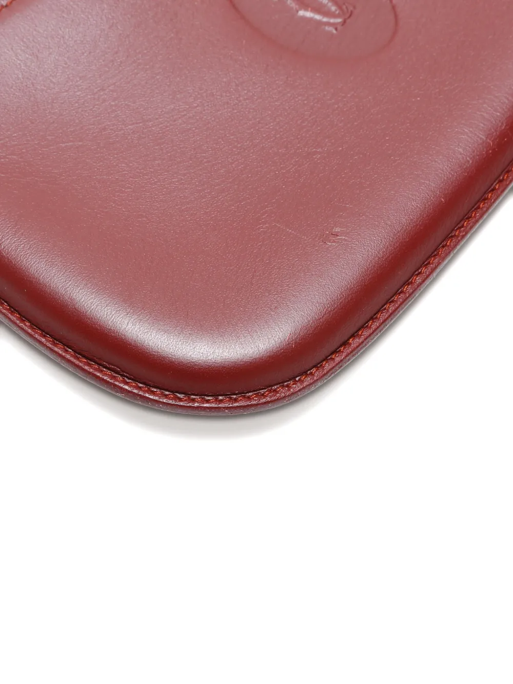 Pre-owned Cartier Mustodo Leather Chain Pouch In Red