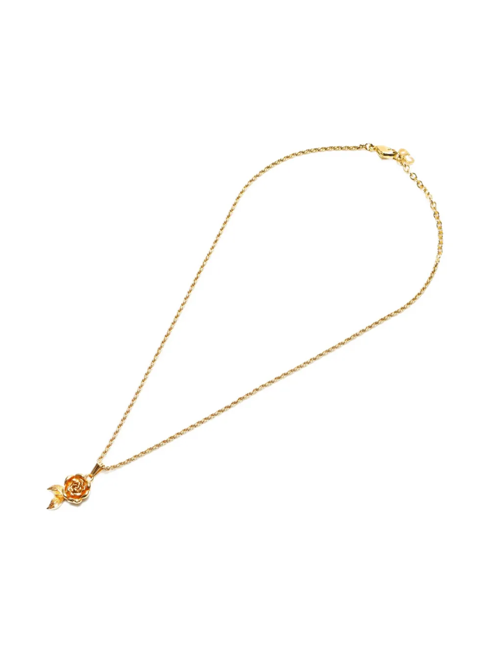 DIOR Pre-owned 1980-1990s Rose-pendant Chain Necklace In Gold