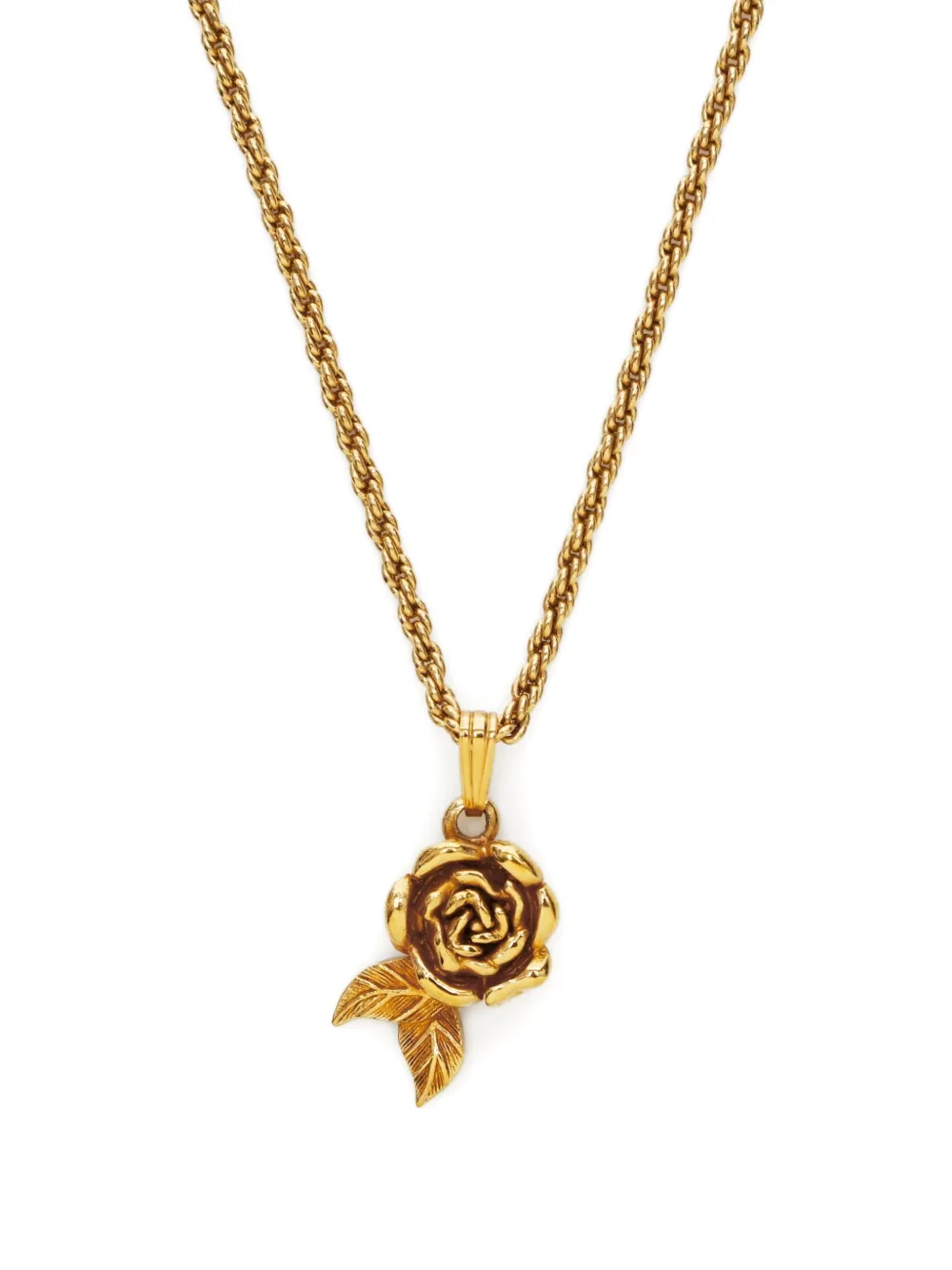 DIOR Pre-owned 1980-1990s Rose-pendant Chain Necklace In Gold