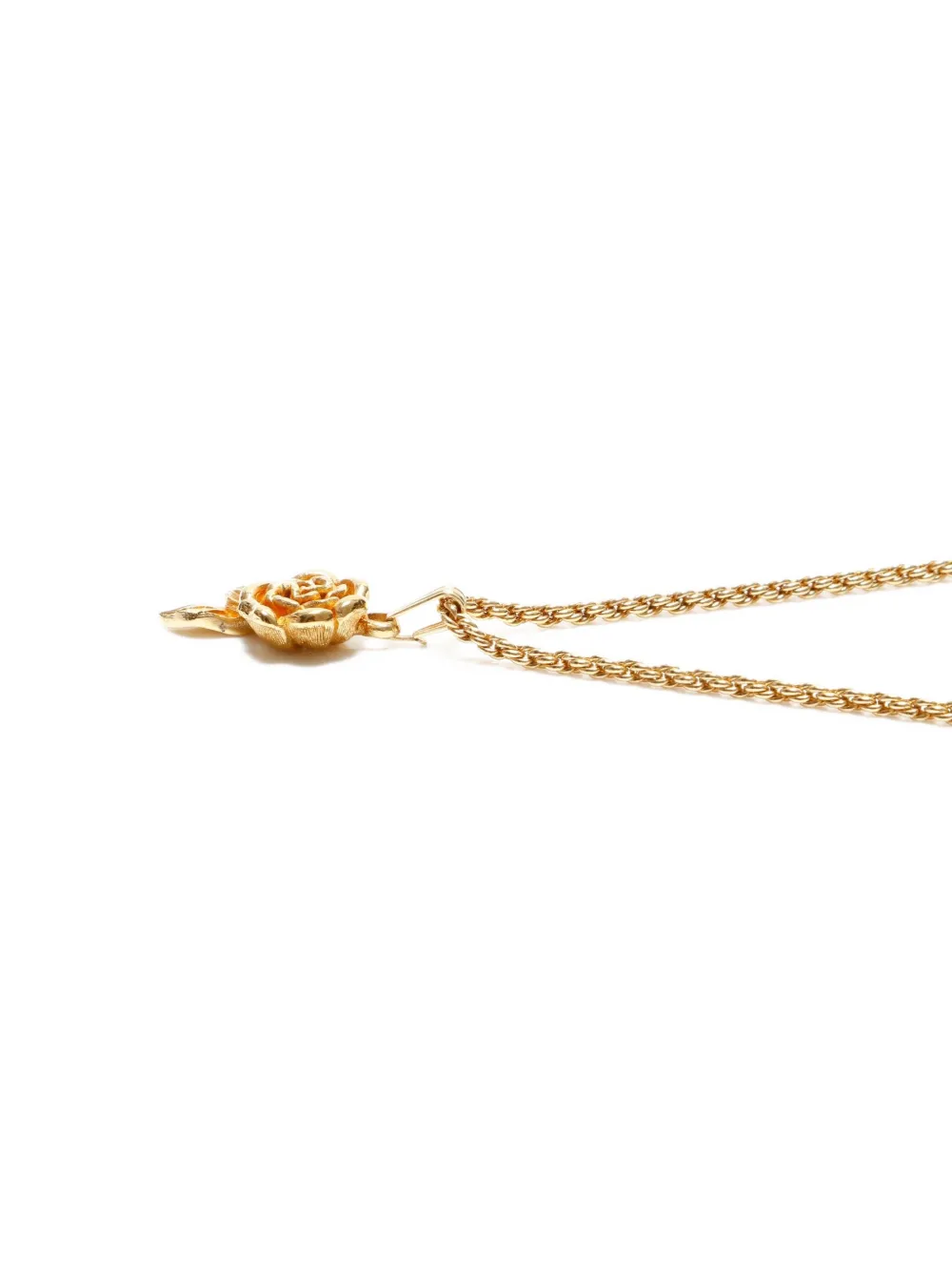 DIOR Pre-owned 1980-1990s Rose-pendant Chain Necklace In Gold