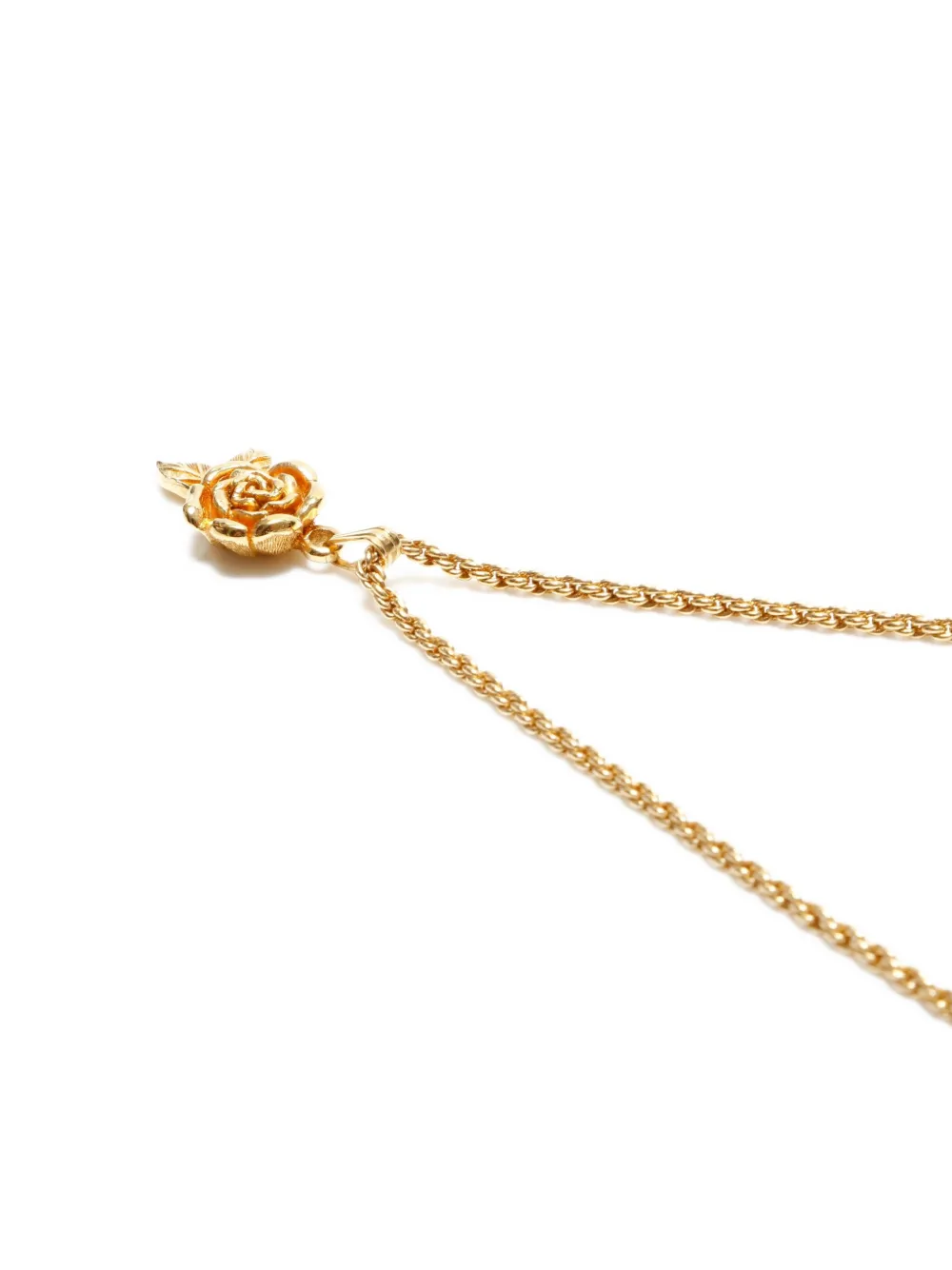 DIOR Pre-owned 1980-1990s Rose-pendant Chain Necklace In Gold