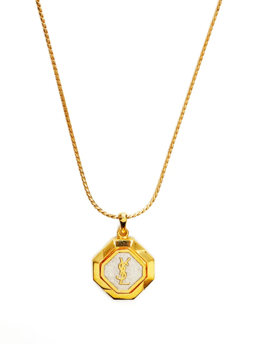 SAINT LAURENT Pre-owned 1980-1990 Octagonal-pendant Necklace In Gold