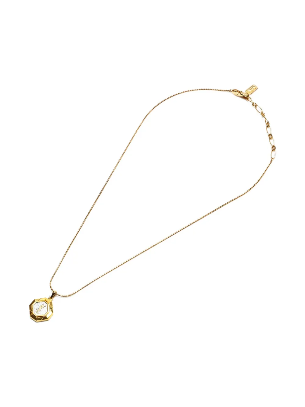 Saint Laurent Pre-Owned 1980-1990 octagonal-pendant necklace - ゴールドトーン