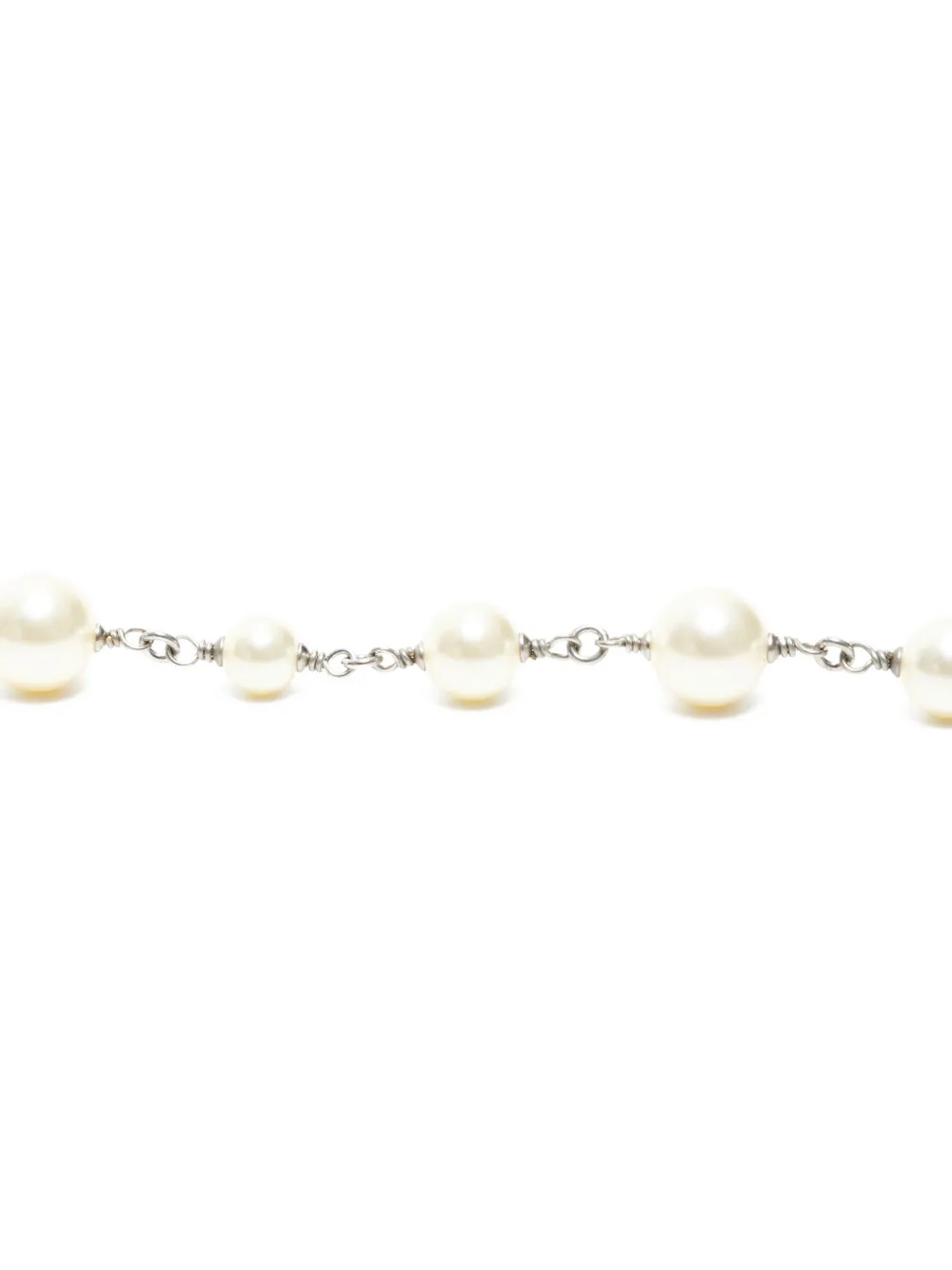 CHANEL Pre-owned 2012 Cc-mark Pearls-embellishment Necklace In Silver