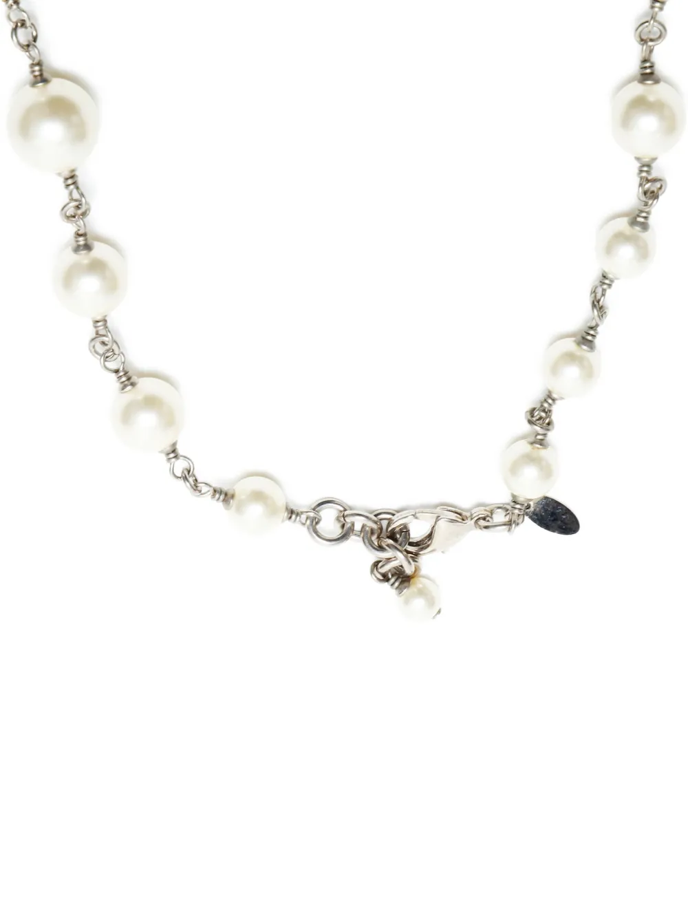CHANEL Pre-owned 2012 Cc-mark Pearls-embellishment Necklace In Silver
