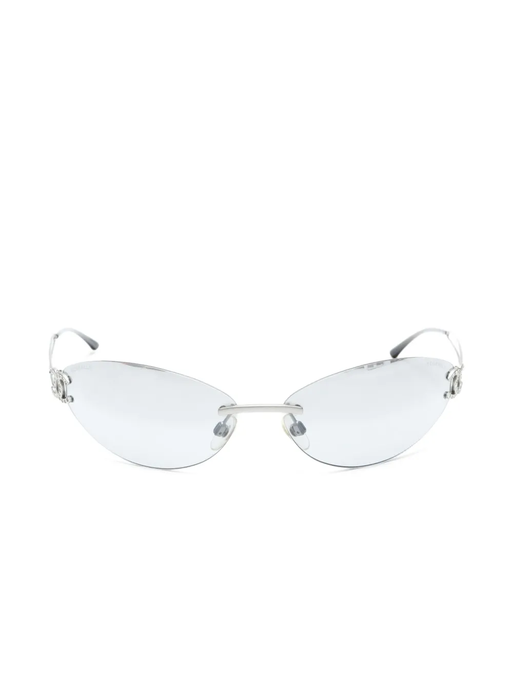 CHANEL Pre-Owned 2000s CC-mark rimless sunglasses - シルバートーン
