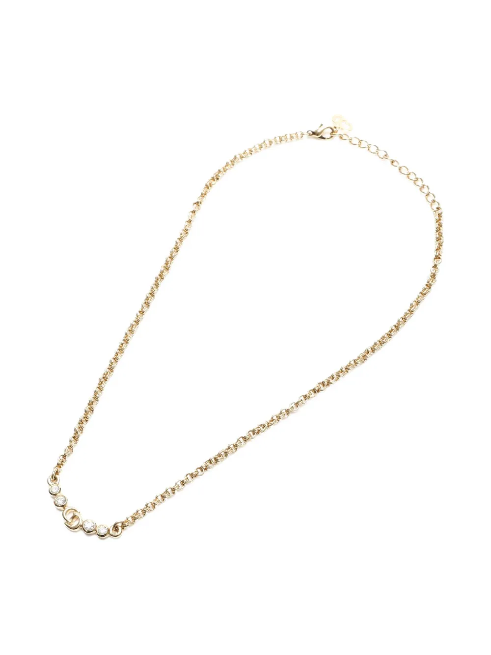 DIOR Pre-owned 1980-1990s Logo-detail Crystal Necklace In Gold