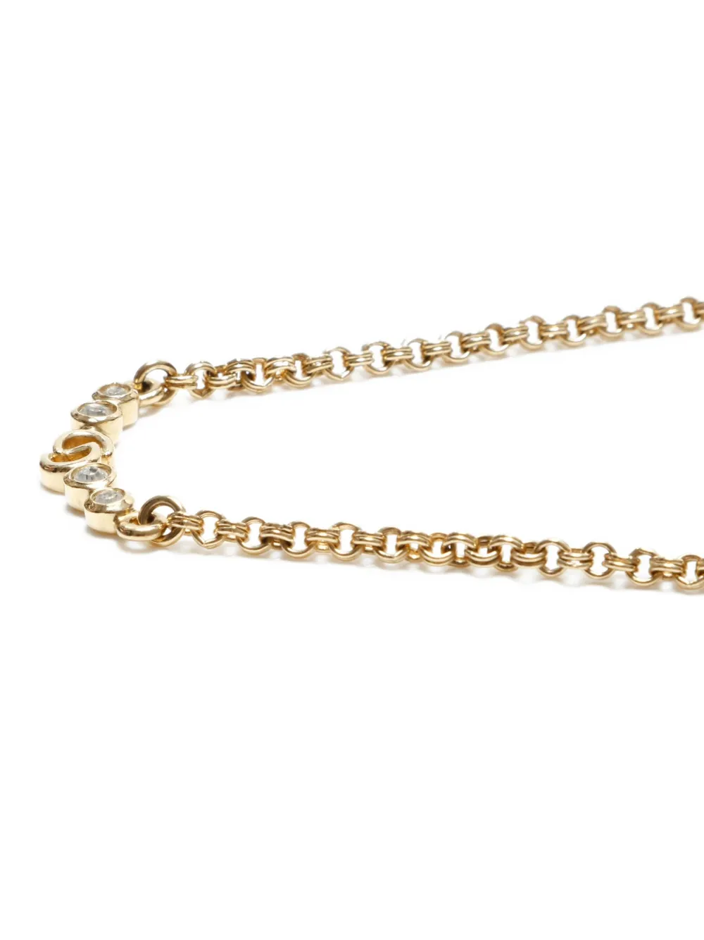 DIOR Pre-owned 1980-1990s Logo-detail Crystal Necklace In Gold