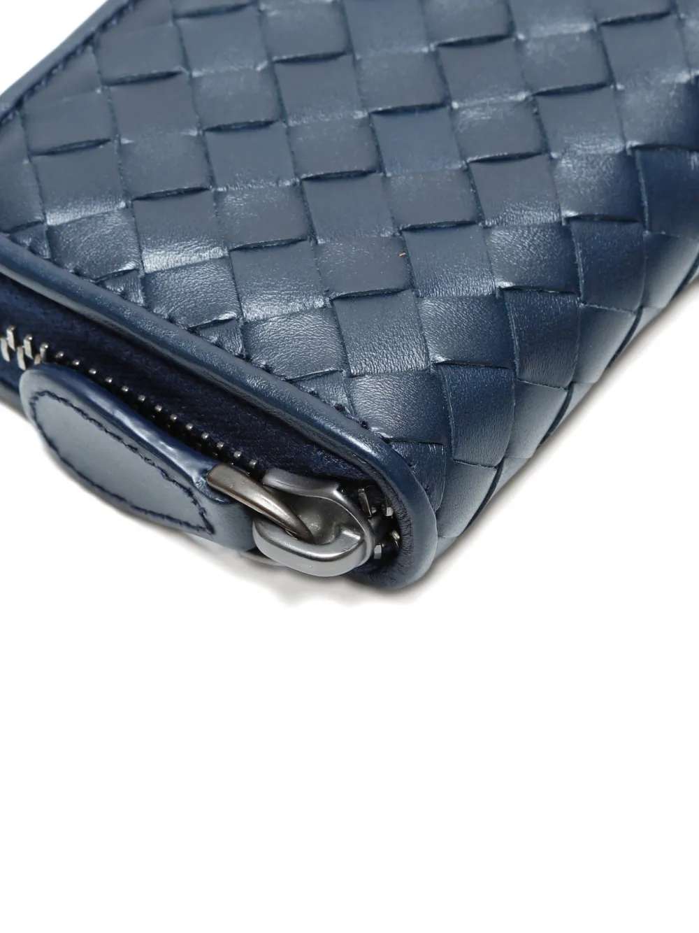 Pre-owned Bottega Veneta 2012-2015 Intrecciato Zip Coin Wallet In Blue