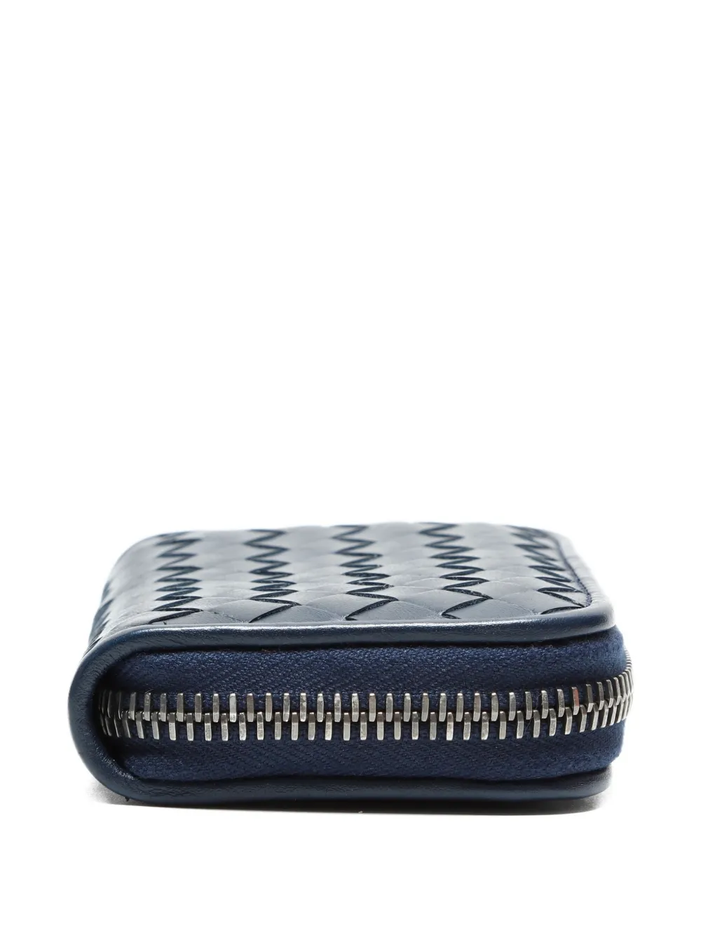 Pre-owned Bottega Veneta 2012-2015 Intrecciato Zip Coin Wallet In Blue