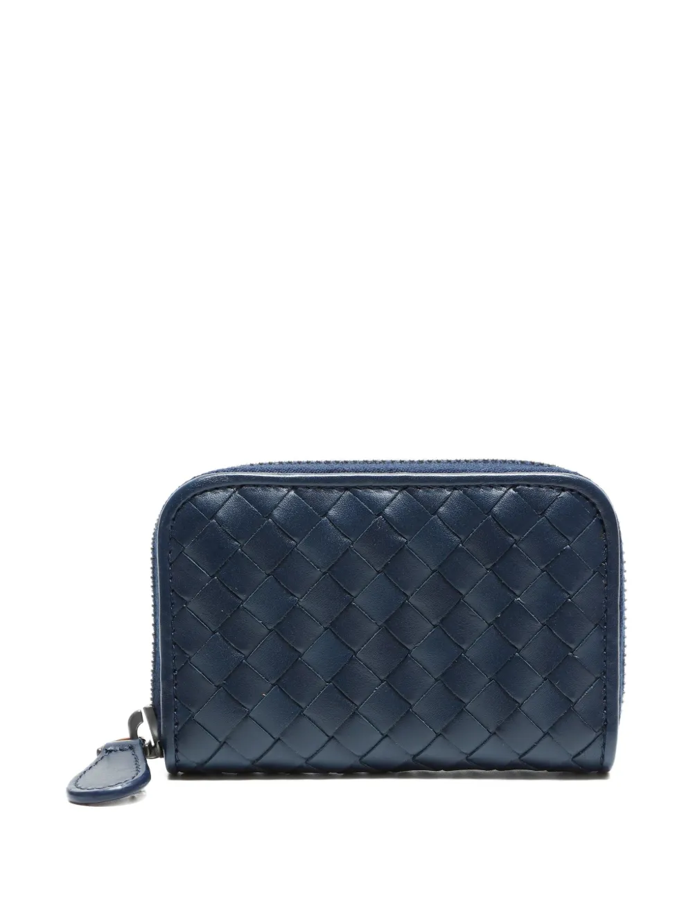 Pre-owned Bottega Veneta 2012-2015 Intrecciato Zip Coin Wallet In Blue