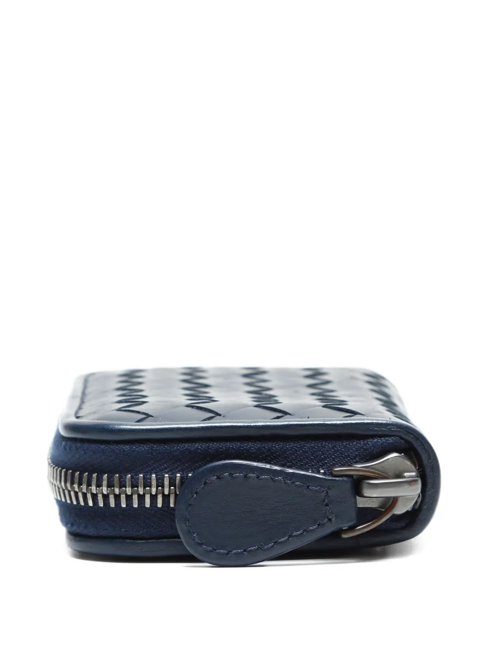 Pre-owned Bottega Veneta 2012-2015 Intrecciato Zip Coin Wallet In Blue