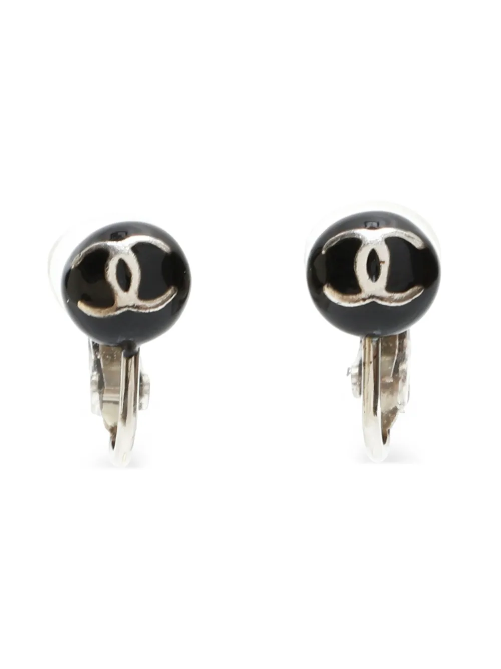 CHANEL Pre-Owned 2003 mini CC logo clip-on earrings - シルバートーン