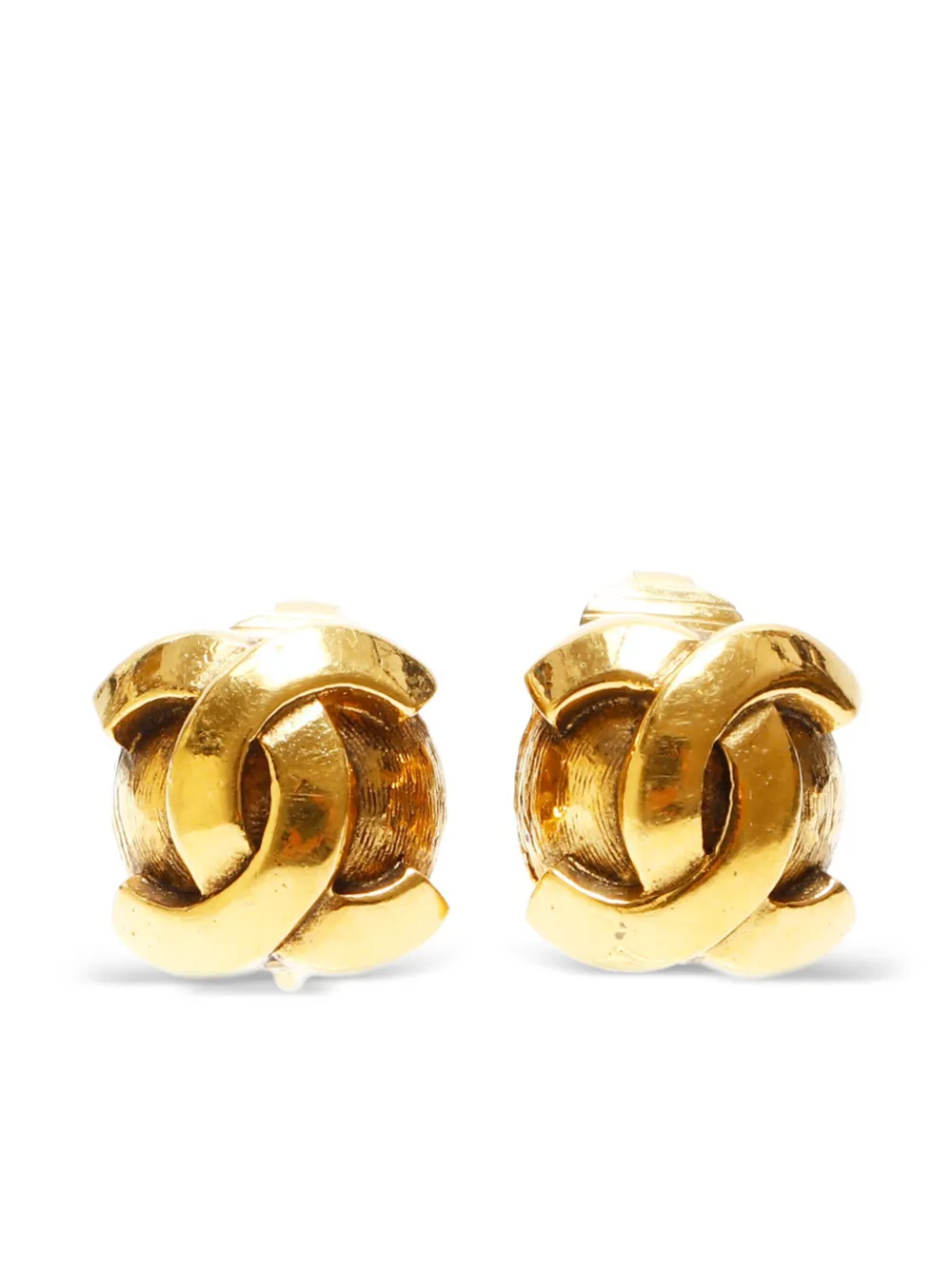 CHANEL Pre-Owned 1971-1980 CC logo clip-on earrings - ゴールドトーン