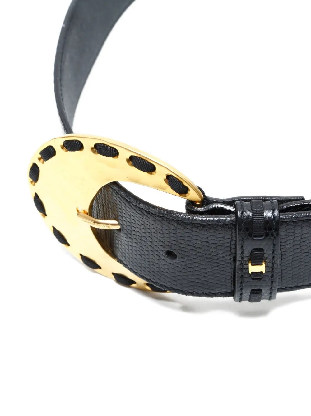 FERRAGAMO Pre-owned 1990s Textured Buckle Belt In Black