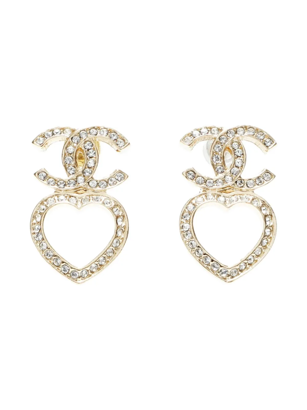 CHANEL Pre-Owned 2023 CC logo heart-shaped earrings - ゴールドトーン