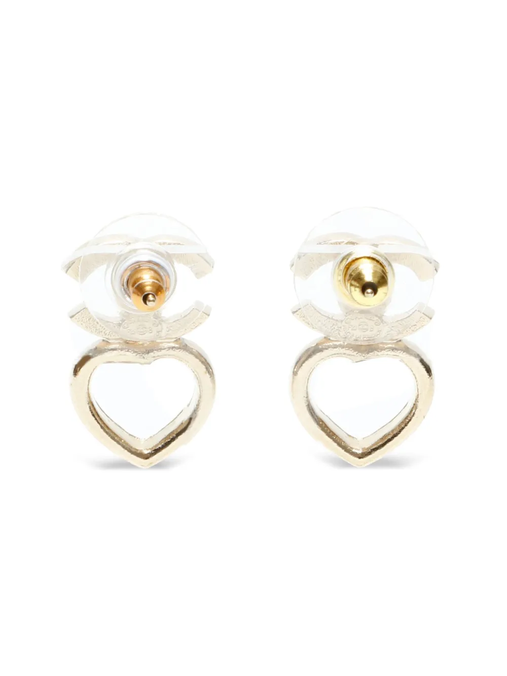 CHANEL Pre-Owned aretes en forma de corazón con logo CC 2023 | Image 2