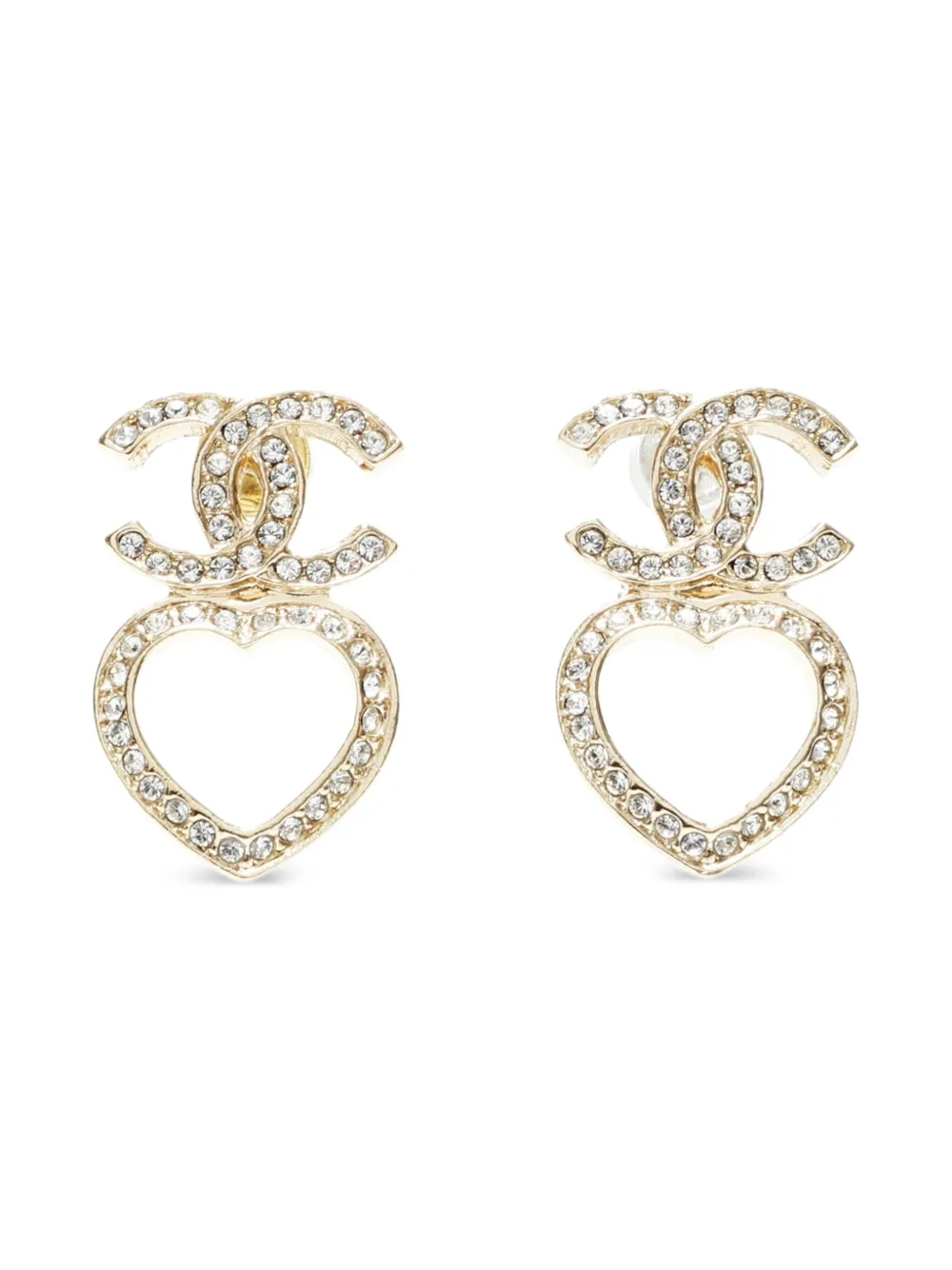 CHANEL Pre-Owned aretes en forma de corazón con logo CC 2023 | dorado | Image 1