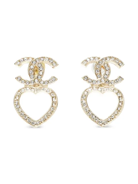 CHANEL Pre-Owned 2023 CC logo heart-shaped earrings